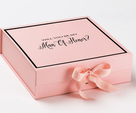 Will You Be My Man of Honor? Proposal Box Pink -  Border