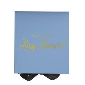 Will You Be My Ring Bearer? Proposal Box Light Blue w/ Black Bow- No Border