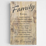 Personalized Family Recipe Canvas Sign