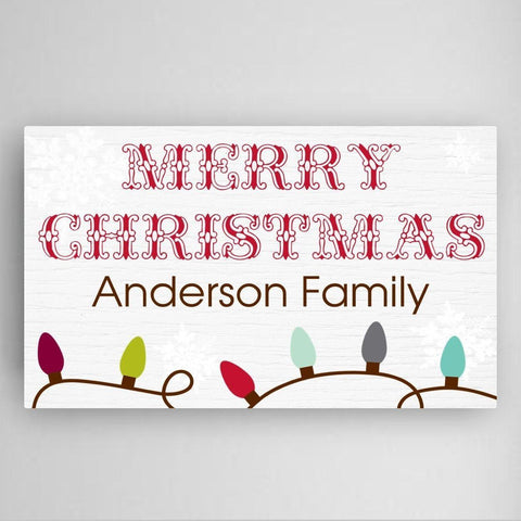 Personalized Christmas Lights Canvas Sign