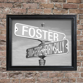 Personalized Signs - Framed - Black & White - Street Sign