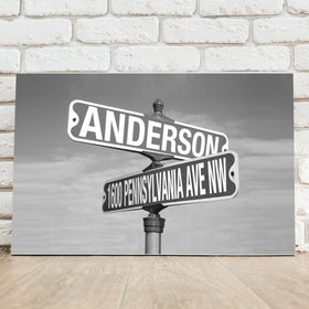 Personalized Signs - Intersection Street Sign - Canvas - Black and White