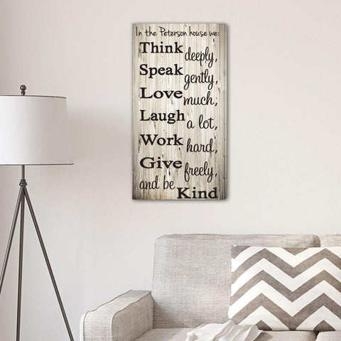 Think Speak Love Personalized Canvas Print