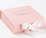 Will You Be My Usher? Proposal Box Pink w/ White Bow - No Border