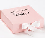 Will You Be My Usher? Proposal Box Pink w/ White Bow - No Border