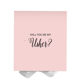 Will You Be My Usher? Proposal Box Pink w/ White Bow - No Border