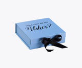 Will You Be My Usher? Proposal Box Light Blue w/ Black Bow- No Border