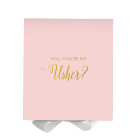 Will You Be My Usher? Proposal Box Pink w/ White Bow - No Border