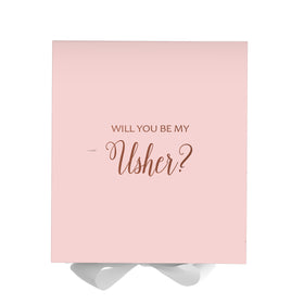 Will You Be My Usher? Proposal Box Pink w/ White Bow - No Border