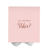 Will You Be My Usher? Proposal Box Pink w/ White Bow - No Border