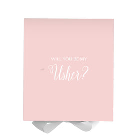 Will You Be My Usher? Proposal Box Pink w/ White Bow - No Border