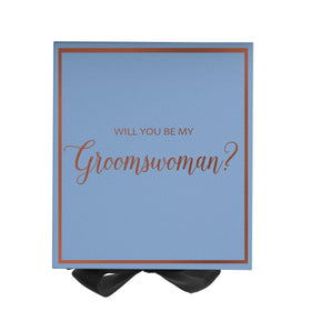 Will You Be My groomswoman? Proposal Box Light Blue w/ Black Bow-  Border