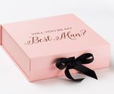 Will You Be My Best man? Proposal Box Pink w/ Black Bow - No Border