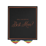 Will You Be My Best man? Proposal Box black -  Border - Rainbow Ribbon