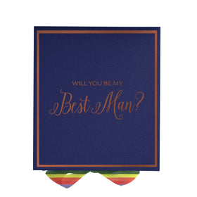 Will You Be My Best man? Proposal Box Navy -  Border - Rainbow Ribbon