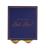 Will You Be My Best man? Proposal Box Navy -  Border - Rainbow Ribbon