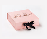 Will You Be My Best man? Proposal Box Pink w/ Black Bow - No Border