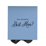 Will You Be My Best man? Proposal Box Light Blue w/ Black Bow- No Border