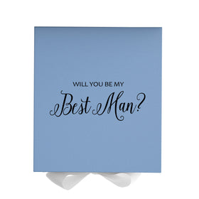 Will You Be My Best man? Proposal Box Light Blue w/ white Bow- No Border