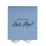 Will You Be My Best man? Proposal Box Light Blue w/ white Bow- No Border