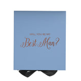 Will You Be My Best man? Proposal Box Light Blue w/ Black Bow- No Border