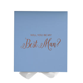 Will You Be My Best man? Proposal Box Light Blue w/ white Bow- No Border