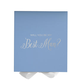 Will You Be My Best man? Proposal Box Light Blue w/ white Bow- No Border