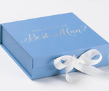 Will You Be My Best man? Proposal Box Light Blue w/ white Bow- No Border