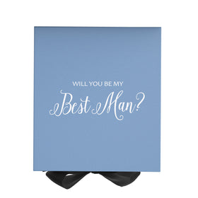 Will You Be My Best man? Proposal Box Light Blue w/ Black Bow- No Border