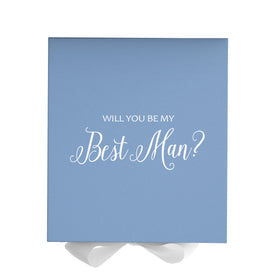 Will You Be My Best man? Proposal Box Light Blue w/ white Bow- No Border