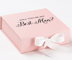 Will You Be My Best man? Proposal Box Pink w/ White Bow - No Border