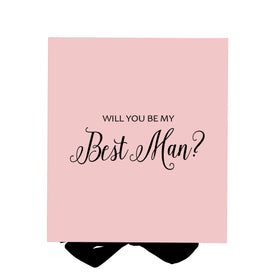 Will You Be My Best man? Proposal Box Pink w/ Black Bow - No Border