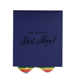 Will You Be My Best man? Proposal Box Navy - No Border - Rainbow Ribbon