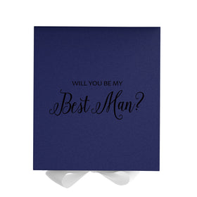 Will You Be My Best man? Proposal Box Navy w/ White Bow - No Border