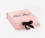 Will You Be My Best man? Proposal Box Pink w/ Black Bow - No Border