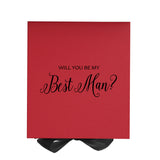 Will You Be My Best man? Proposal Box Red -Black Bow - No Border