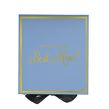 Will You Be My Best man? Proposal Box Light Blue w/ Black Bow-  Border