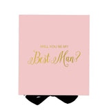 Will You Be My Best man? Proposal Box Pink w/ Black Bow - No Border