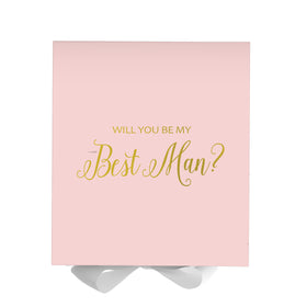 Will You Be My Best man? Proposal Box Pink w/ White Bow - No Border