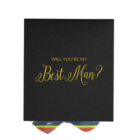 Will You Be My Best man? Proposal Box black - No Border - Rainbow Ribbon