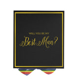 Will You Be My Best man? Proposal Box black -  Border - Rainbow Ribbon