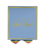 Will You Be My Best man? Proposal Box light blue -  Border - Rainbow Ribbon