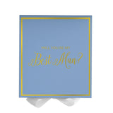 Will You Be My Best man? Proposal Box Light Blue w/ white Bow-  Border