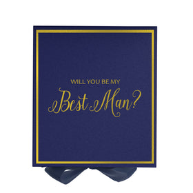 Will You Be My Best man? Proposal Box Navy -  Border