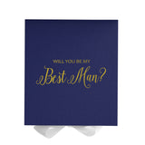 Will You Be My Best man? Proposal Box Navy w/ White Bow - No Border