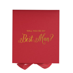 Will You Be My Best man? Proposal Box Red  - No Border