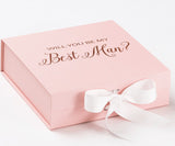 Will You Be My Best man? Proposal Box Pink w/ White Bow - No Border