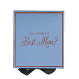 Will You Be My Best man? Proposal Box Light Blue w/ Black Bow-  Border