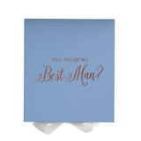 Will You Be My Best man? Proposal Box Light Blue w/ white Bow- No Border