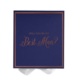 Will You Be My Best man? Proposal Box Navy w/ White Bow -  Border